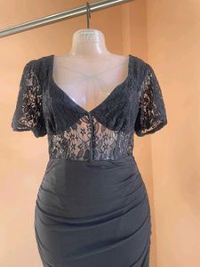 Black bodycon mesh dress