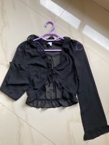 H&amp;M Ruffle Mesh Top