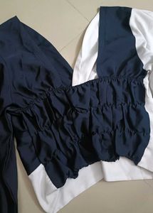 Chic Two-Tone Twist Front Top