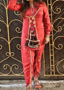 3D Designer Red Kurta with Dhoti Pants