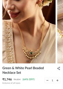 Elegant Green Stone Pearl Necklace Set