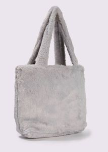 Grey Faux Fur Handbag
