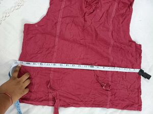 Embroidered Maroon Ethnic Vest