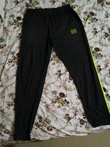 Men's Black Track Pants with Neon Stripe