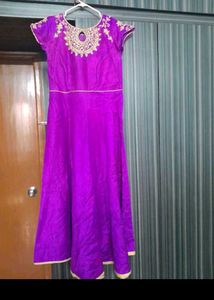 customized Stunning Purple Embroidered Ethnic Gown