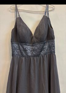 Elegant Grey Beaded Waist Dress