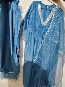 Blue Ethnic Kurta Set with Dupatta
