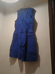 Blue Sleeveless A-Line Dress