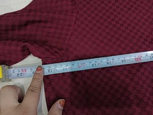Maroon👗 Textured Midi Dress
