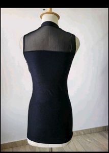 Chic Black Sheer Neckline Dress