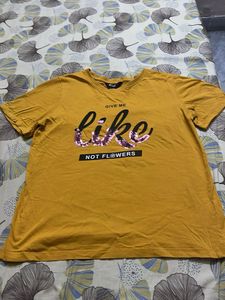 Mustard Yellow Sequin "Like" T-Shirt