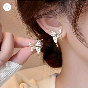 Elegant White Butterfly Earrings