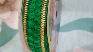 Emerald Green & Gold Lace Trim