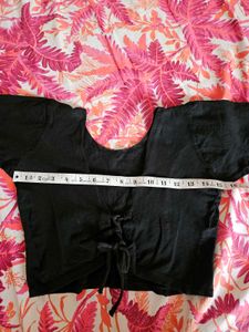 Black tie-back crop top