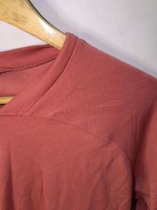 Women's Coral V-Neck Long Sleeve Top