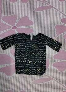 Black bandhej cotton girls top 1 year old