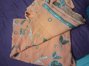 Elegant Orange Saree with Sequins