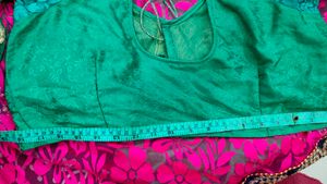 Stunning Pink and Green Embroidered Saree
