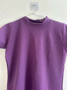 Elegant Purple Mock Neck dress