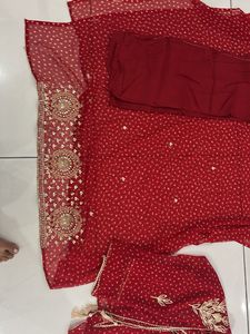 georgette bandhez suit with handwork dupatta