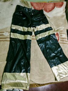 Shiny Black &amp; Gold pants