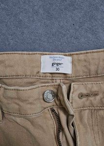 Wide Leg Beige Denim Pants