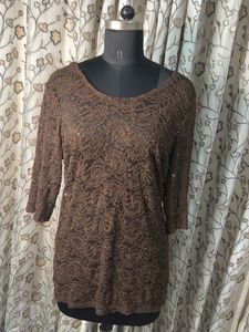 Elegant Brown Lace Top