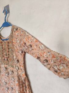 Pretty Peach Floral Kurta