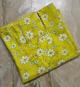 Mint Yellow Kurta with Designer Neck (Size 34)