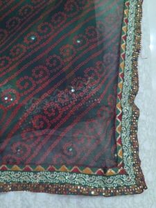 Vibrant Striped Saree with Embellished Border