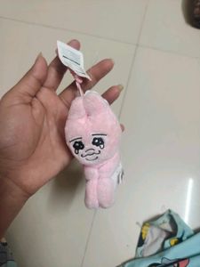 Cute Pink Crying Plush Toy Keychain
