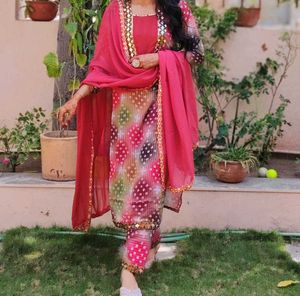 Vibrant Indian Ethnic Kurta Set with Dupatta
