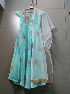 Beautifully Embroidered Teal Gown