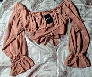 Shein Brown Square Neck Crop Top