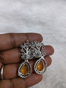 American Diamond Yellow Earrings