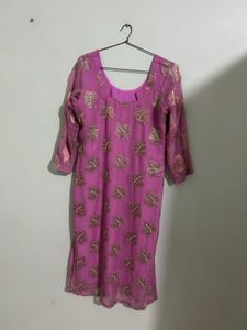 Pink Embroidered Kurta