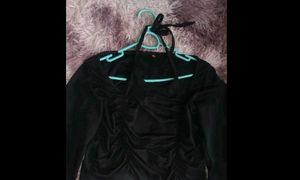 Chic Black Ruched Halter Top