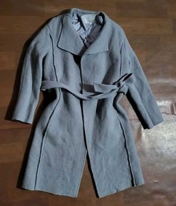 Chic Grey Belted Trench Coat