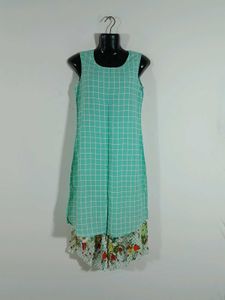 Sea Green Printed Overcoat Style Kurta Set