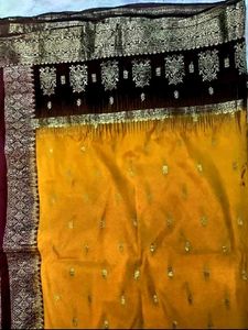 yellow wedding wear saree