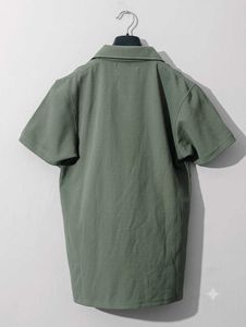 Olive Green Ribbed Quarter Zip Polo