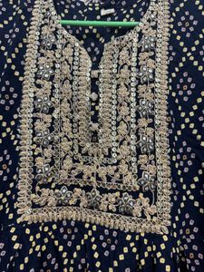 Elegant Navy Blue Kurta Set with Dupatta