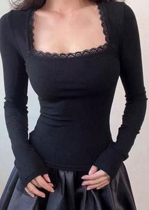 🚨SALE🚨 Black Lace Trim Square Neck Top