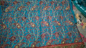 Embroidered Turquoise Saree