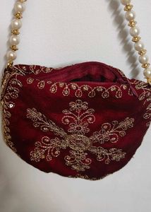 Elegant Embellished Maroon Clutch