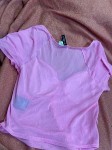 🎀🧚‍♀️H&amp;m Pink Mesh Top🎀