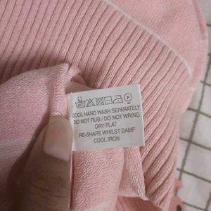 Chic Pink Striped Turtleneck Sweater