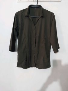 Olive Green Button-Up Shirt