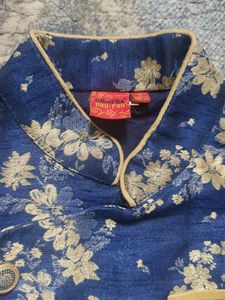 Men's Blue Floral Kurta