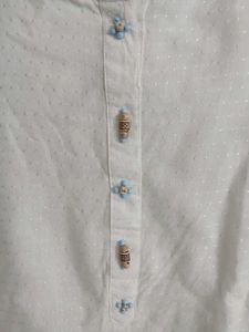 Elegant White Kurta with Decorative Buttons